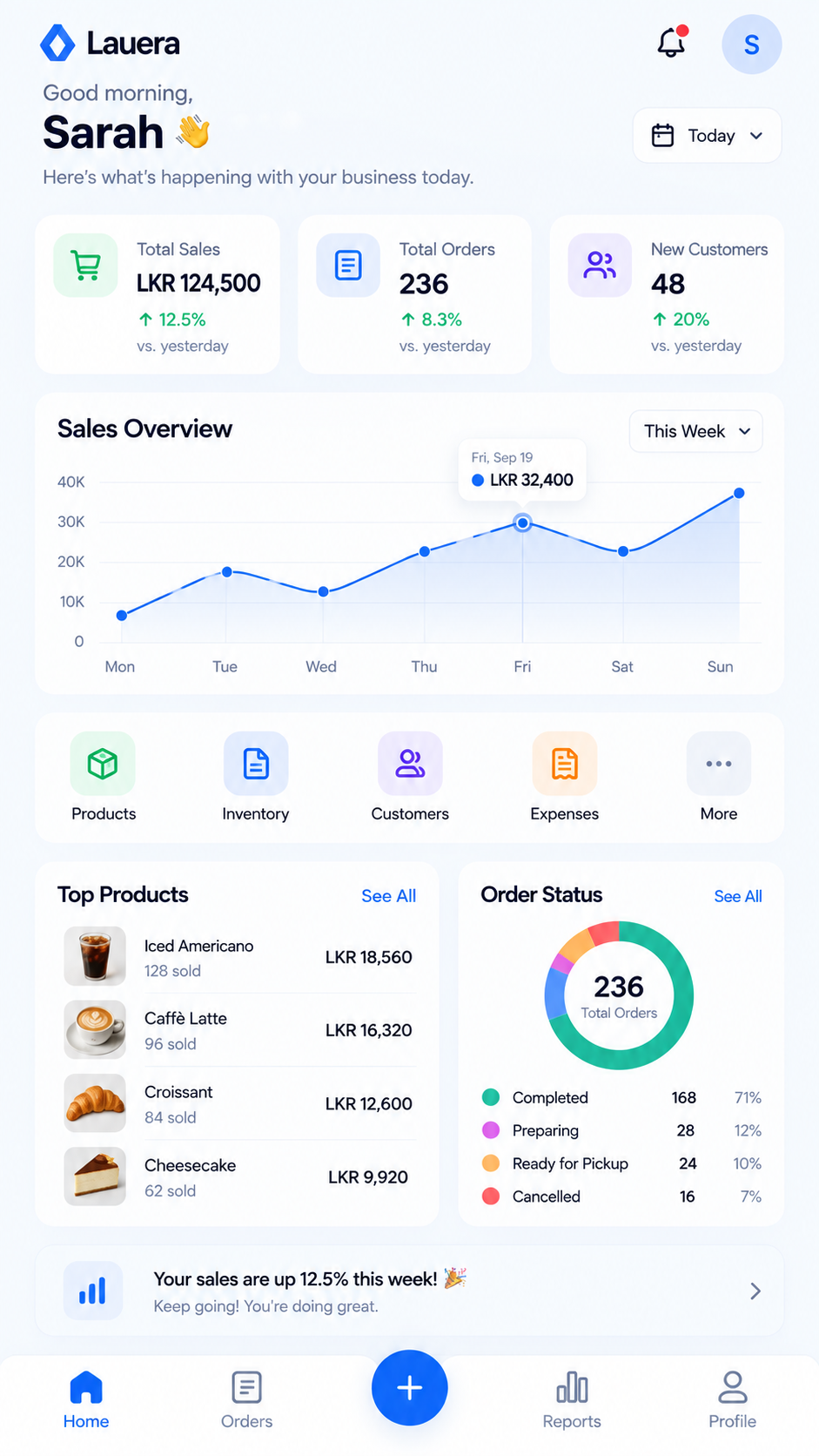 Business operations mobile dashboard interface